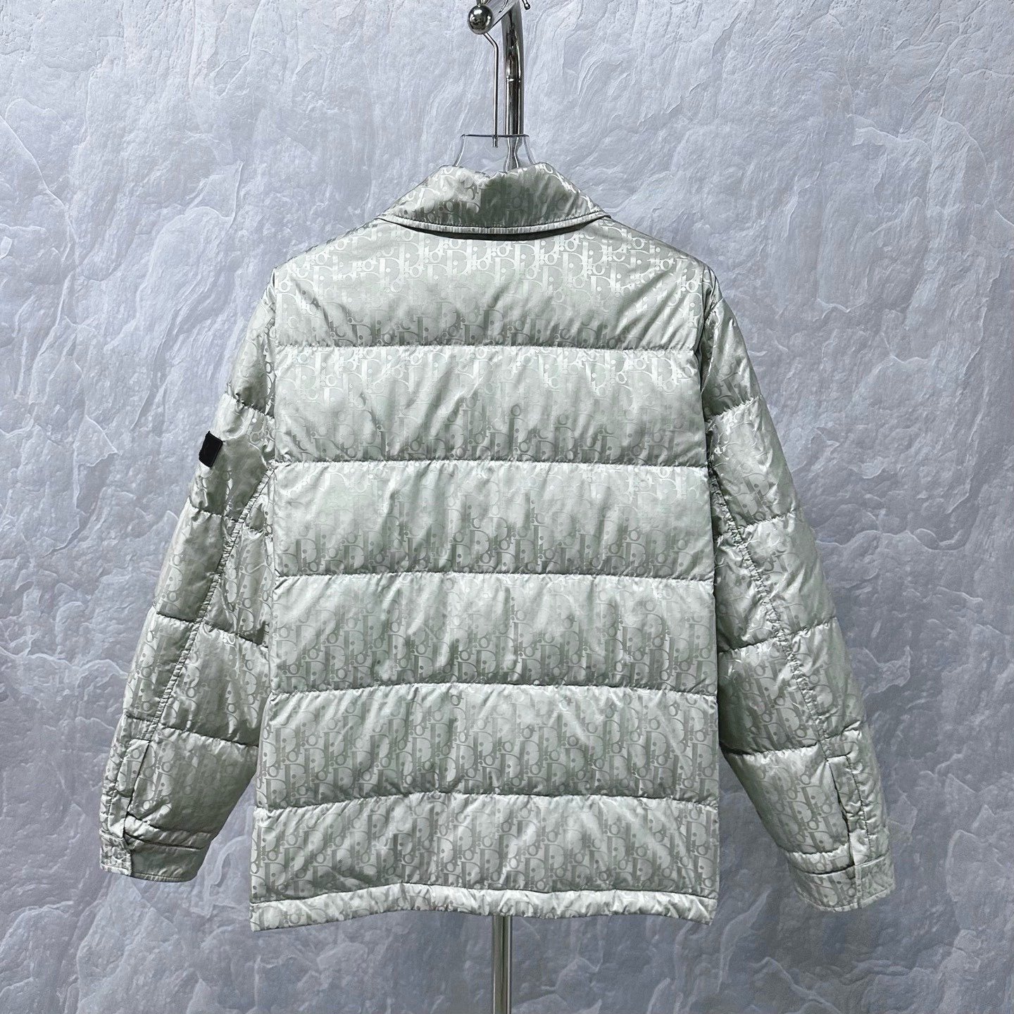 Dior Light Gray Full-Print Lapel Down Jacket — back