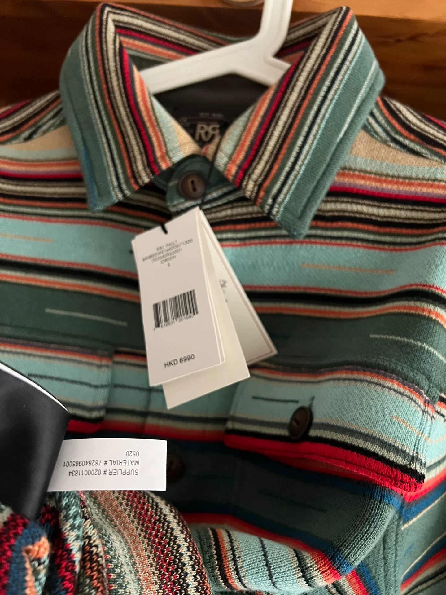 RRL Double RL Striped Cotton Shirt — label