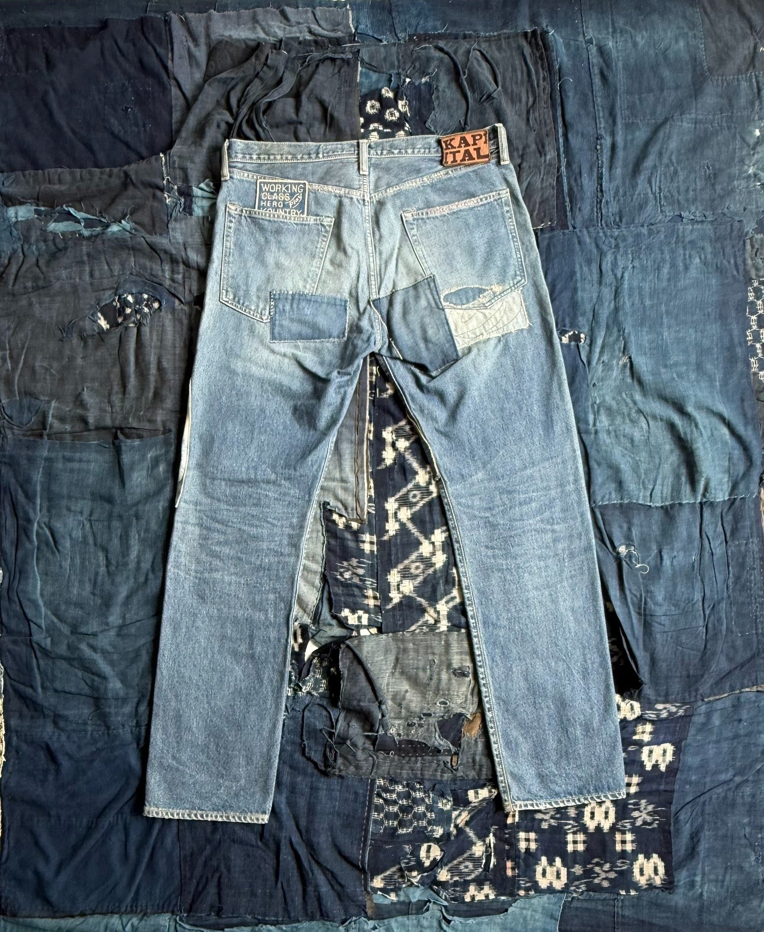 KAPITAL 23AW 14oz Denim Patchwork Jeans — front
