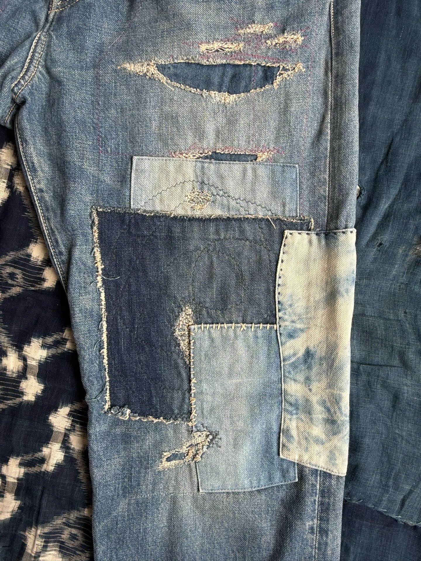 KAPITAL 23AW 14oz Denim Patchwork Jeans — detail