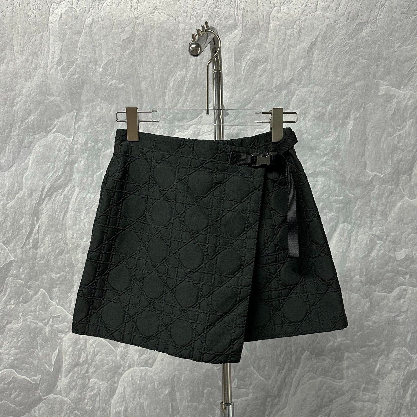 Dior Black Tweed Check Skirt-Pants — front