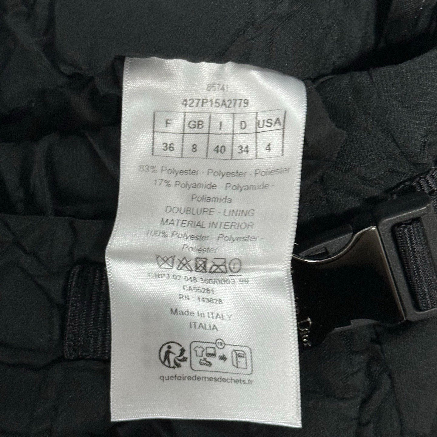 Dior Black Tweed Check Skirt-Pants — label