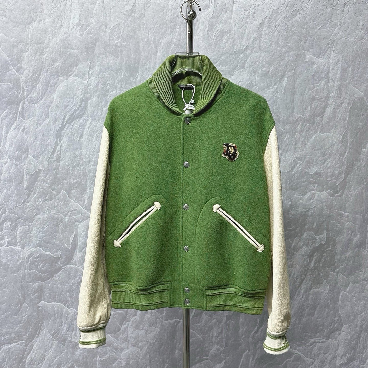 DIOR Tears Rhinestone Embroidered Baseball Jacket