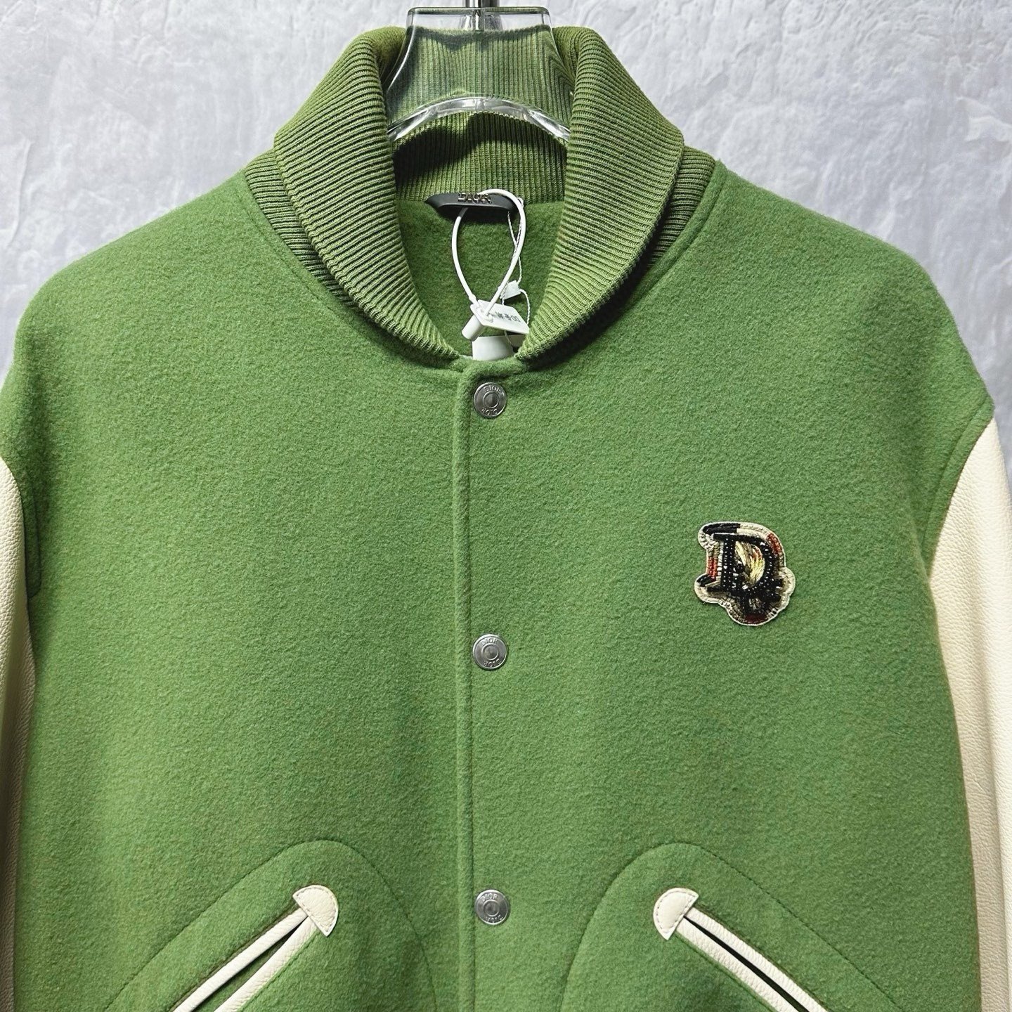 DIOR Tears Rhinestone Embroidered Baseball Jacket — front