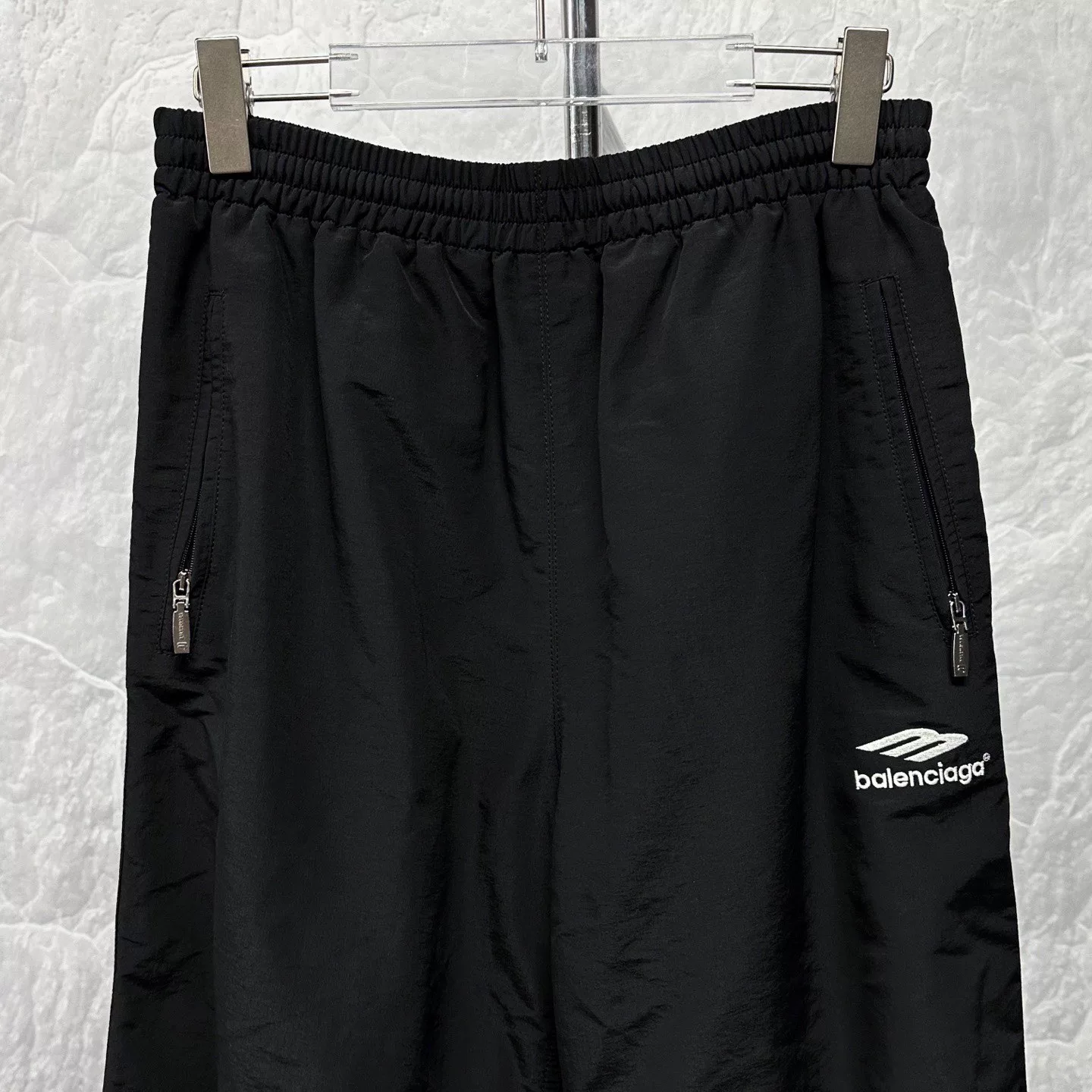 Balenciaga 3B Logo Embroidered Zip Straight Pants — front