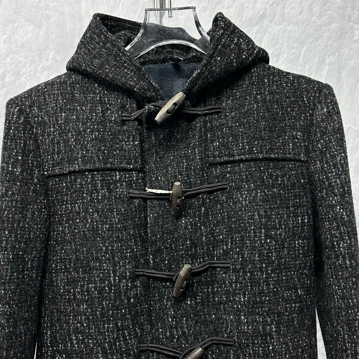 Dior Toggle-Button Hooded Coat — detail