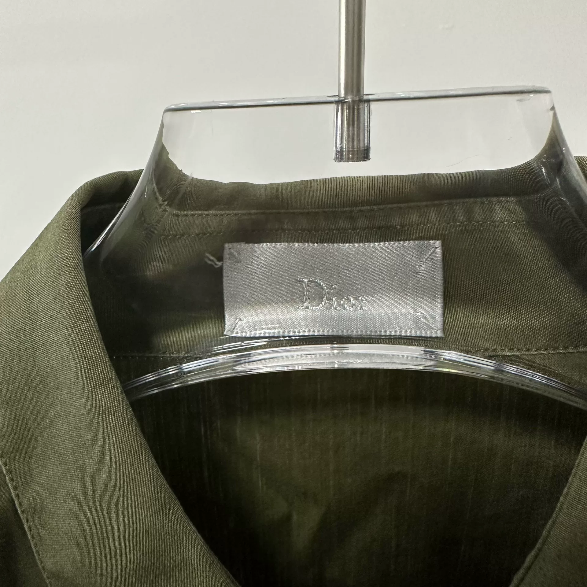 Dior Khaki Green Bee Embroidery Shirt — detail