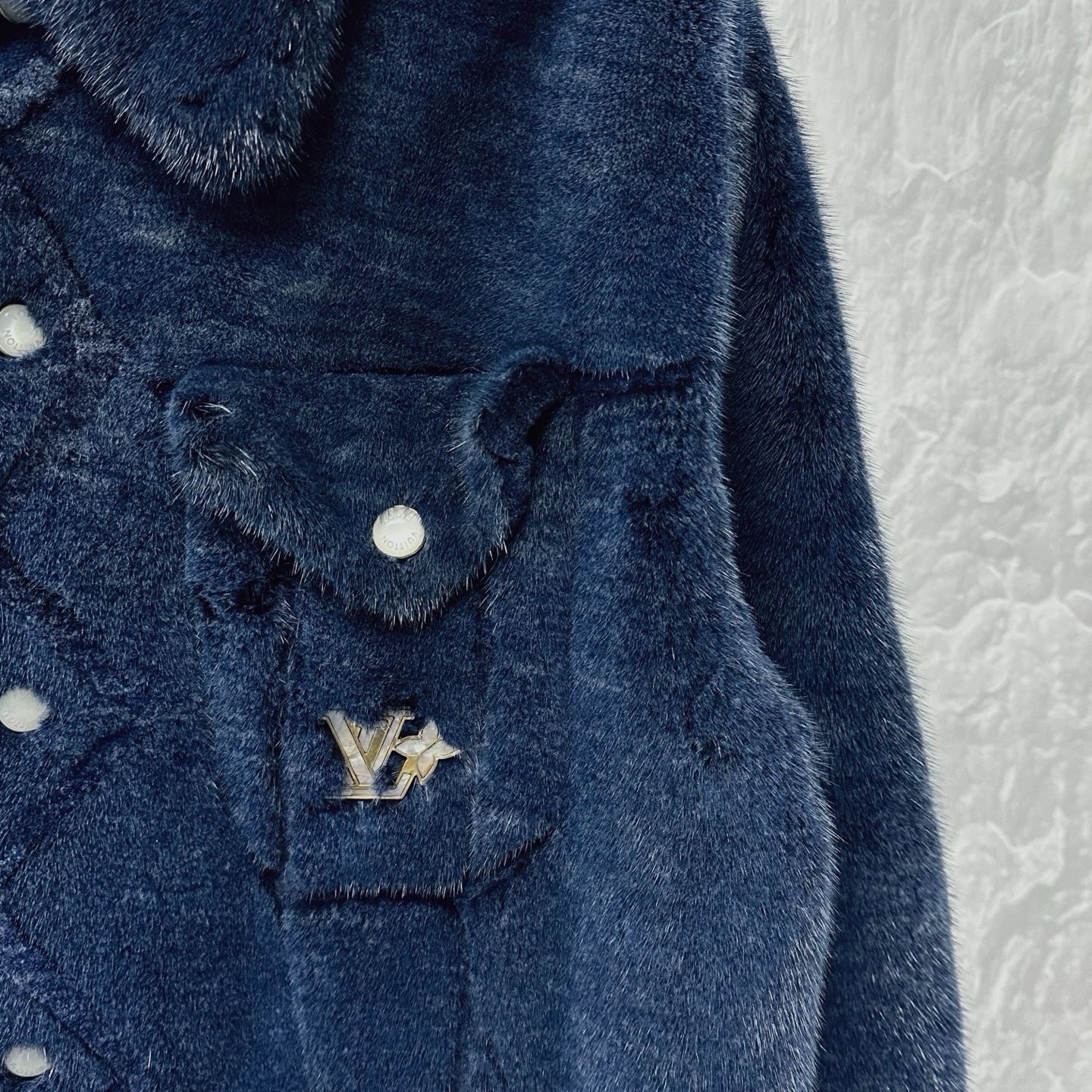 Louis Vuitton Nigo FW25 Mink Fur Coat — detail