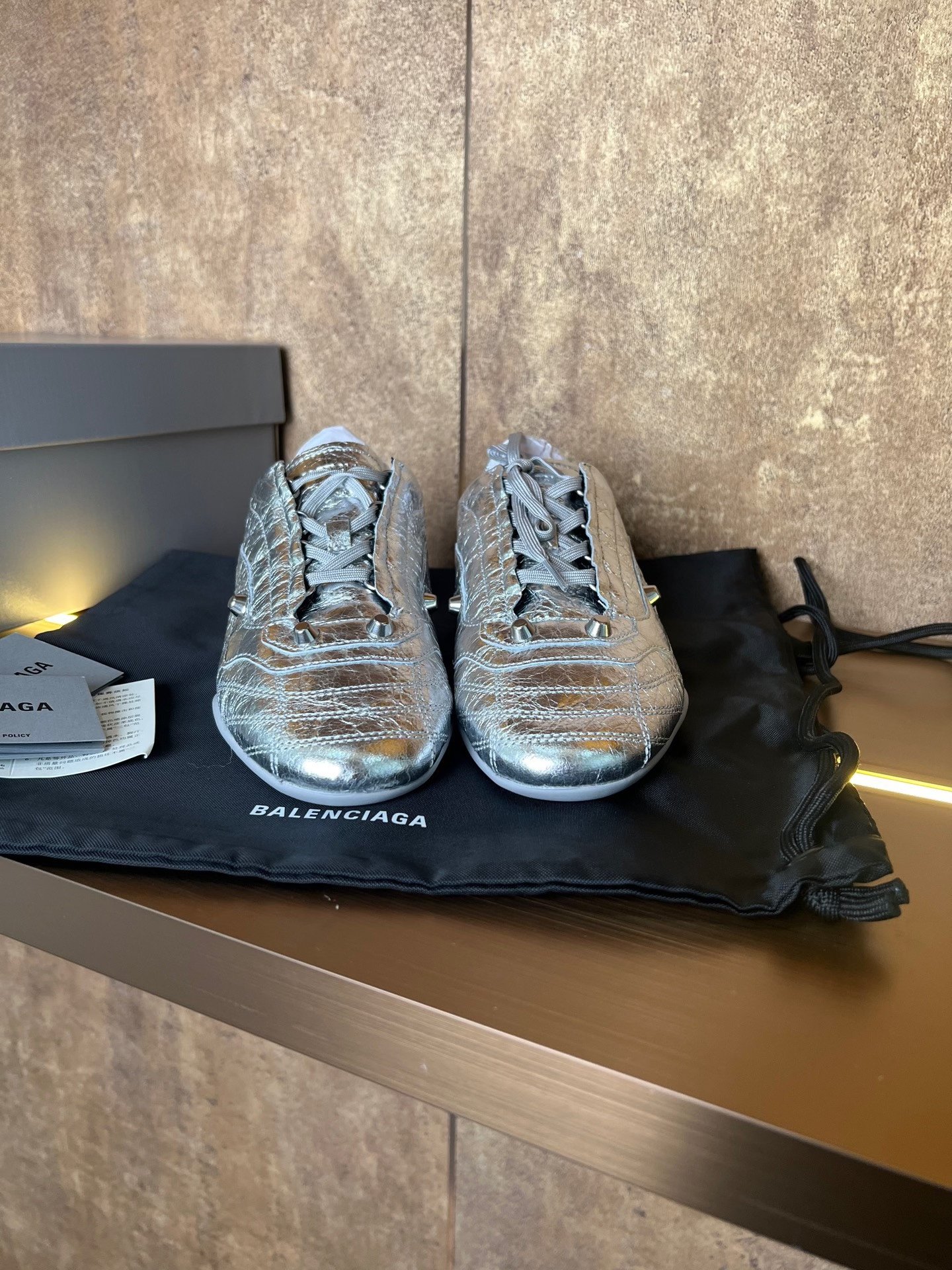 Balenciaga Silver Rivet Training Shoes — detail