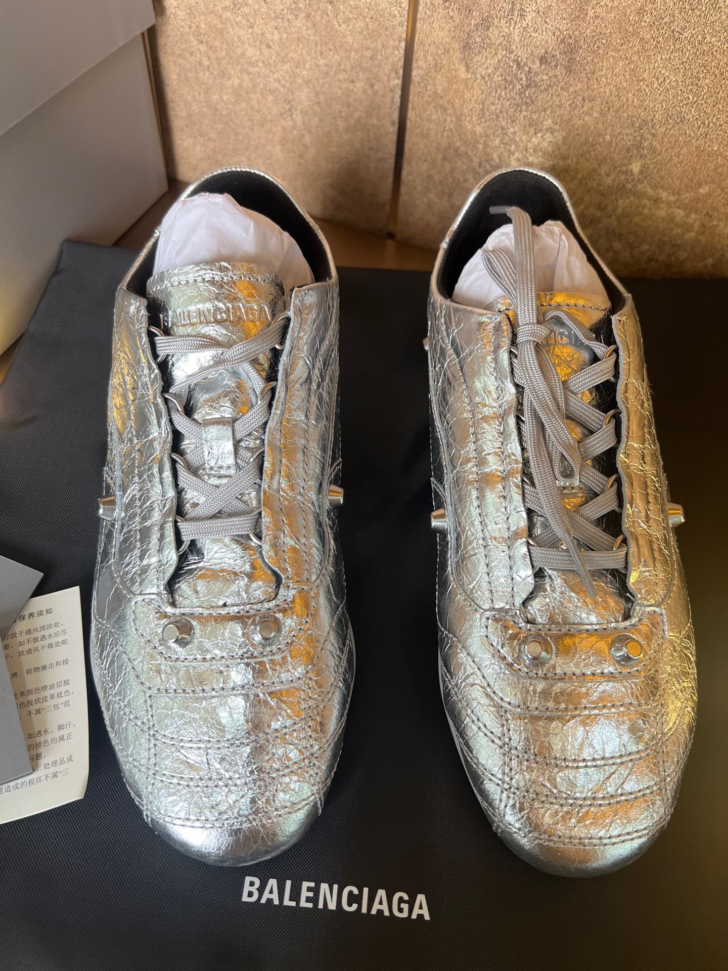 Balenciaga Silver Rivet Training Shoes — front