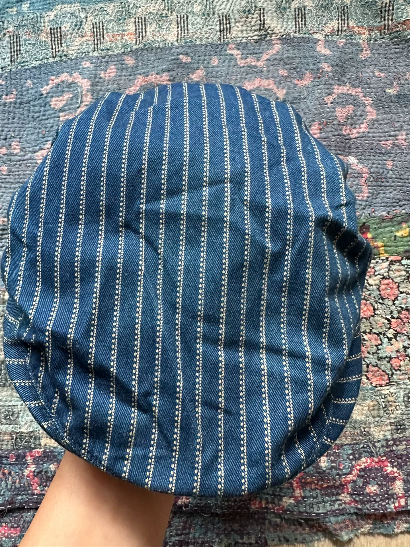 RRL Wabash Blue Striped Newsboy Cap