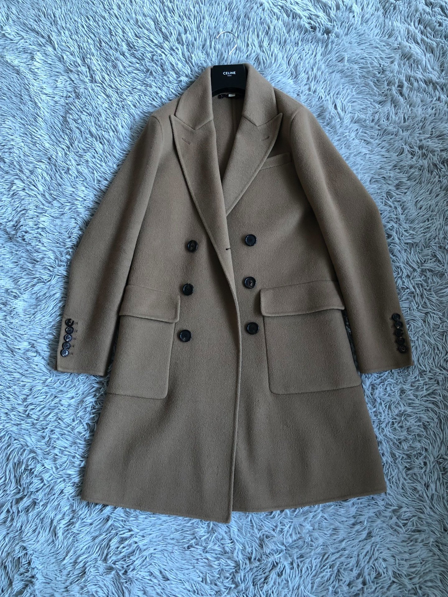 Burberry Camel Peak Lapel Coat — front