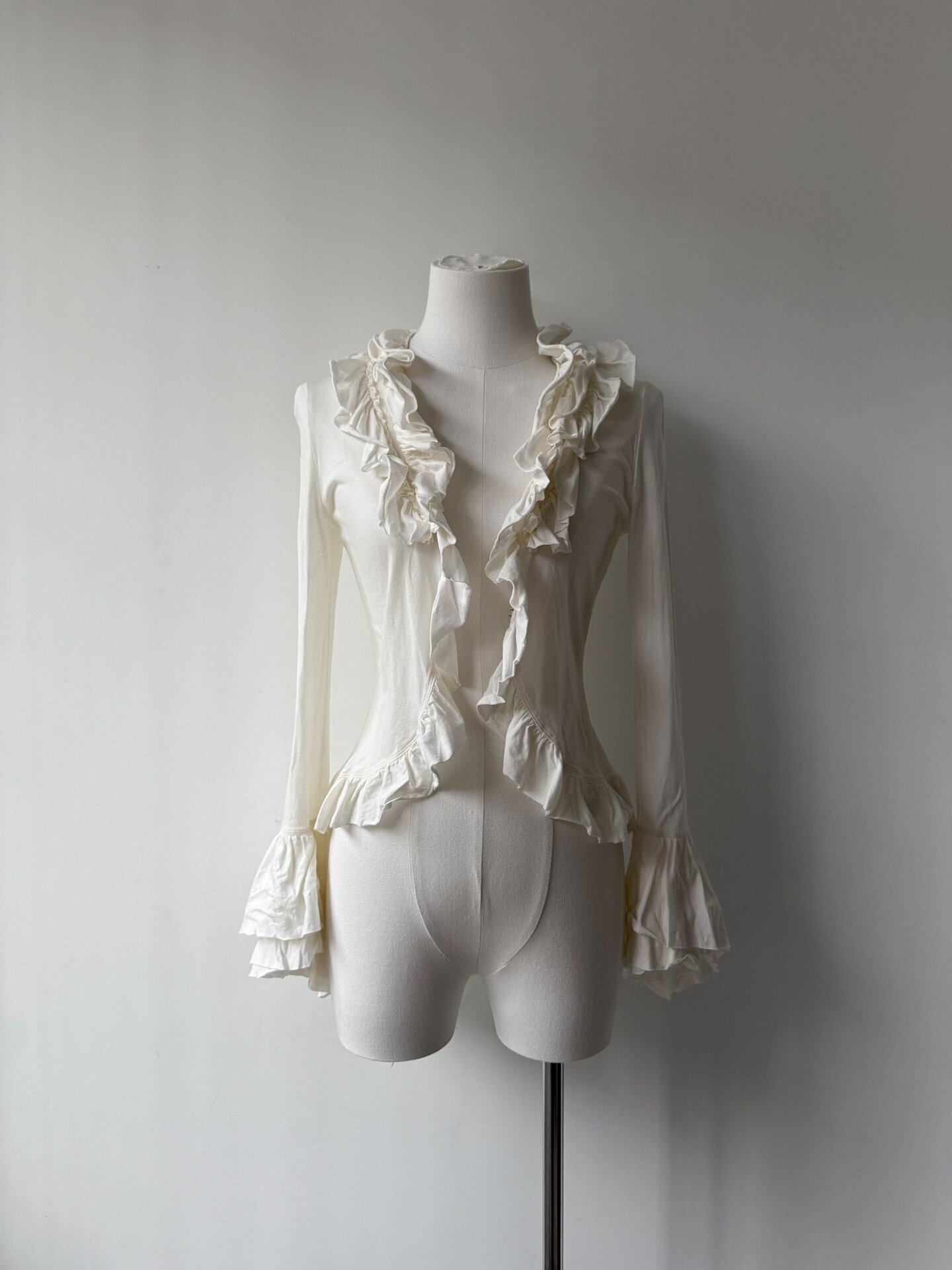 Jean Paul Gaultier Ruffled White Top — front