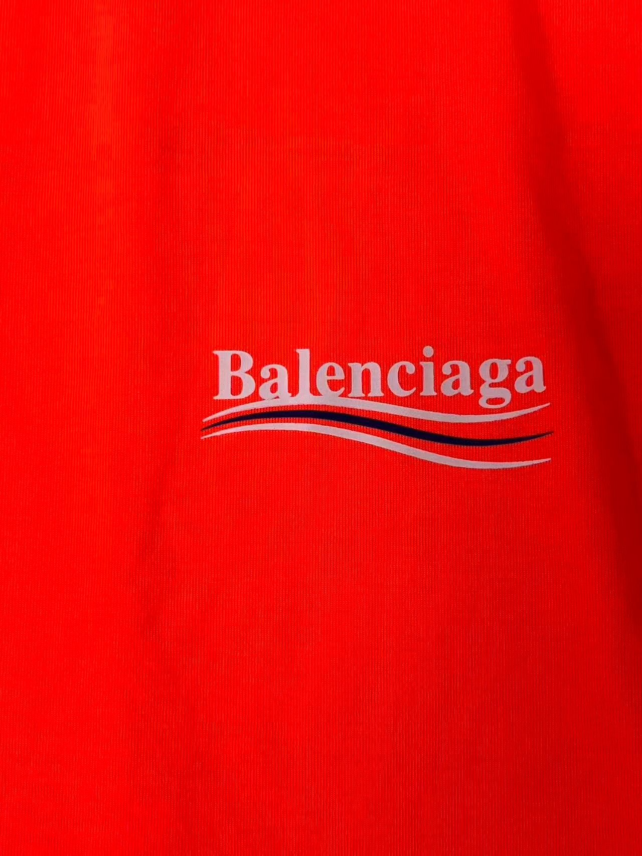 Balenciaga SS21 Orange Logo Short-Sleeve T-Shirt — detail