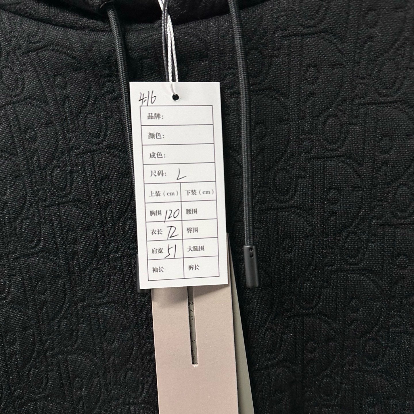 Dior SS25 Embossed All-Over Pattern Hoodie — label