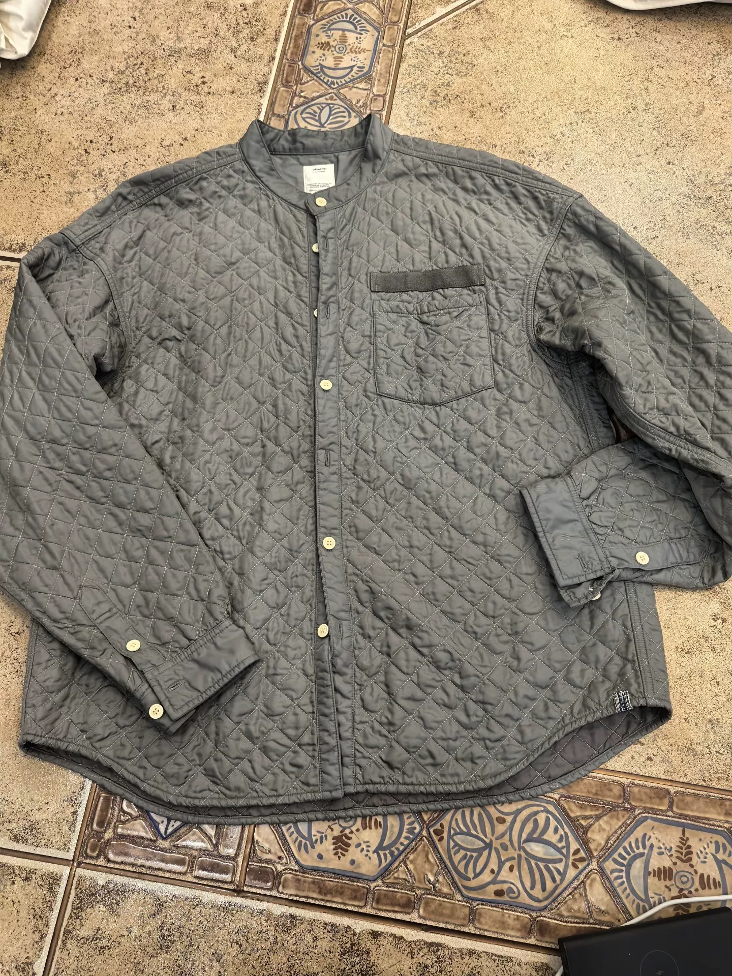 visvim Gray Quilted Shirt & Pants Set — back