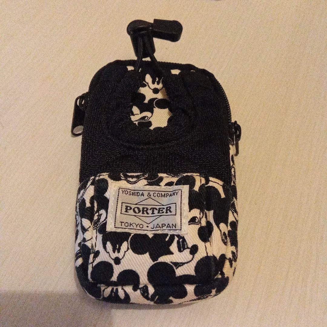 Porter x Beams Mickey Mouse Canvas Phone Bag — detail