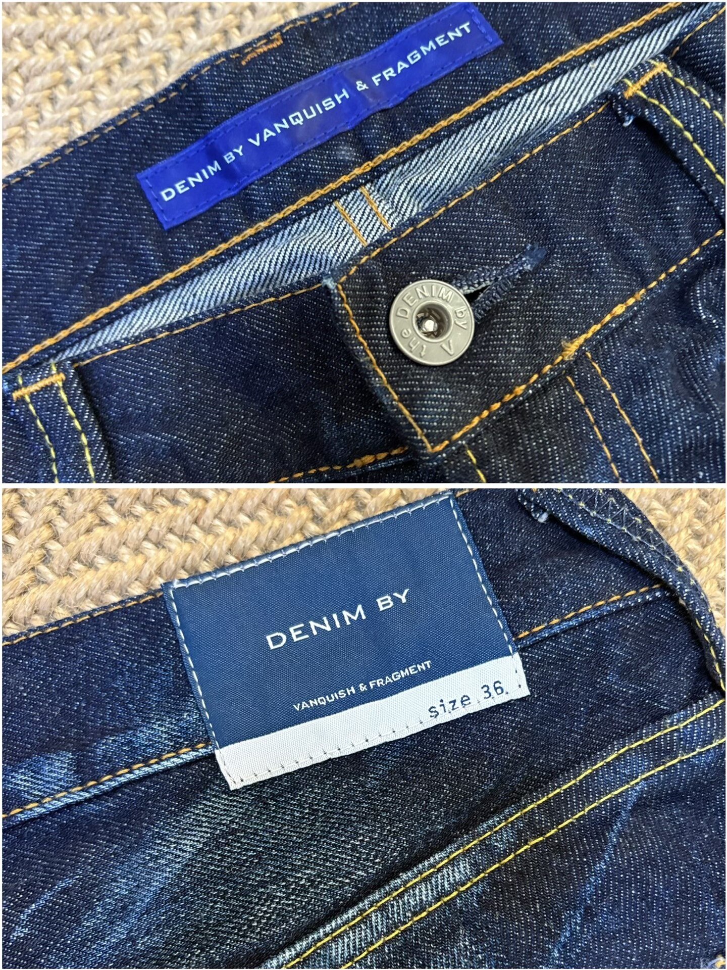 Vanquish Fragment Distressed Denim Jeans — label