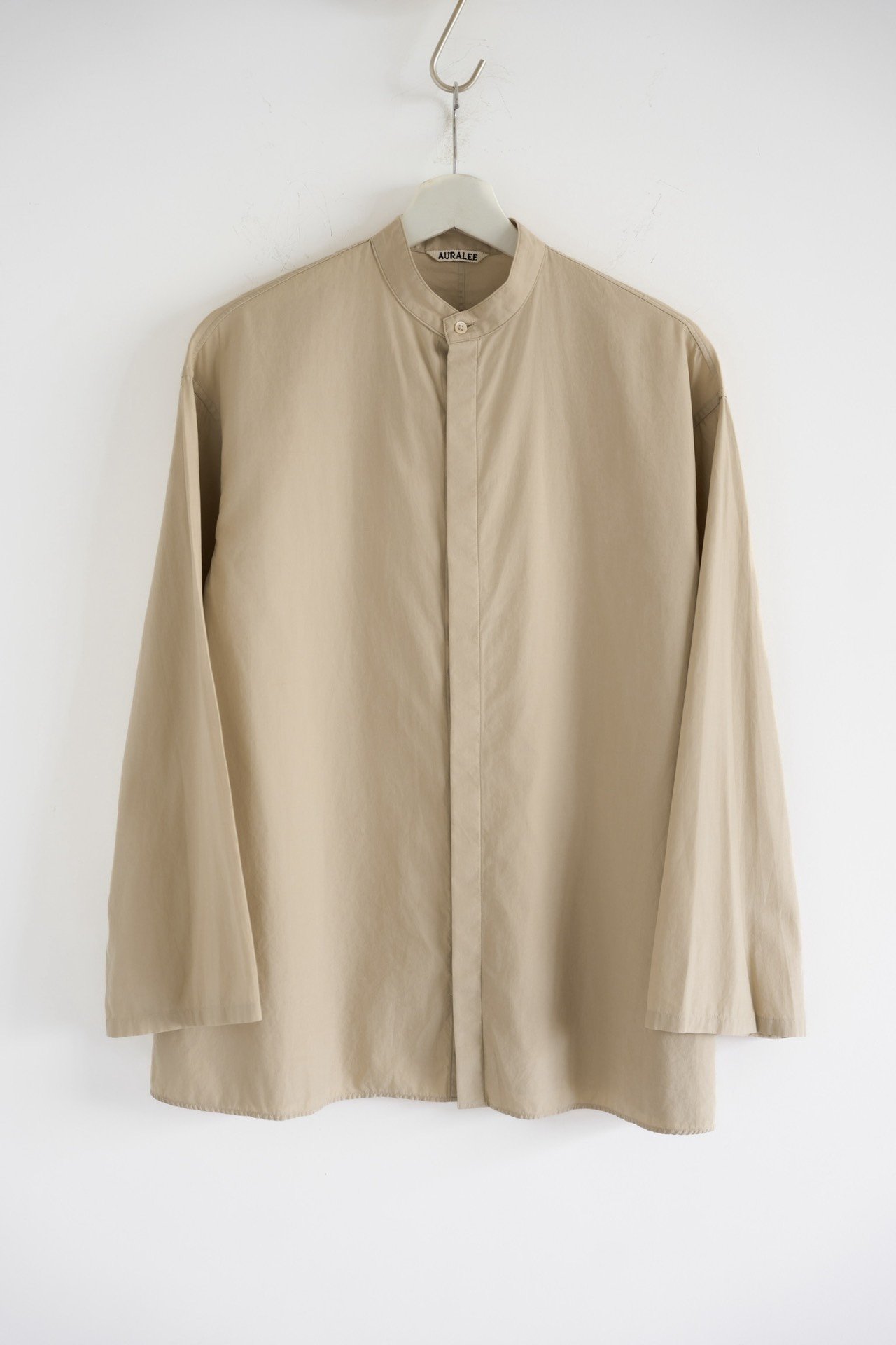 Auralee 21ss Hidden Button Stand-Collar Shirt