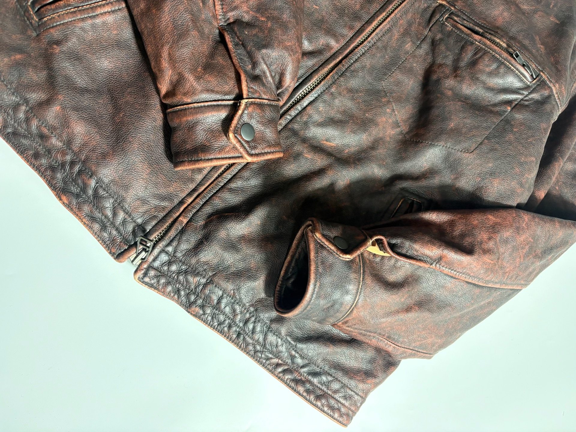 Prizm Works Distressed Leather Jacket — back