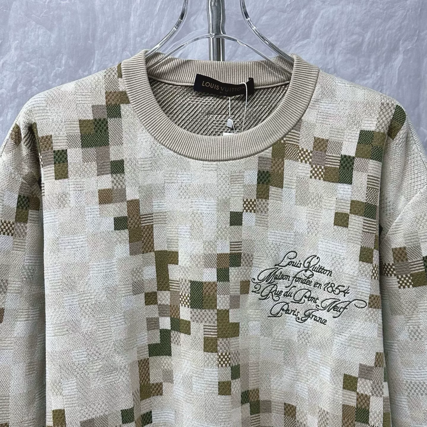 Louis Vuitton Camo Mosaic Embroidered Sweatshirt — front