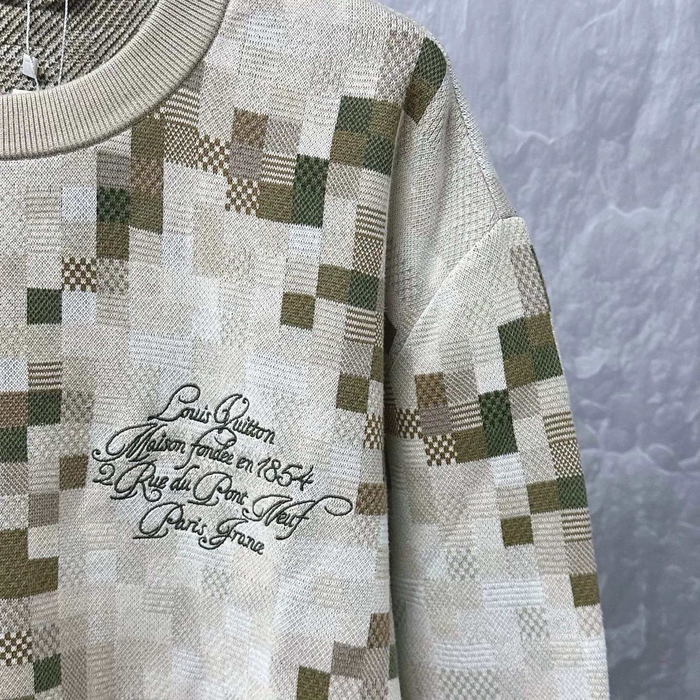 Louis Vuitton Camo Mosaic Embroidered Sweatshirt — detail