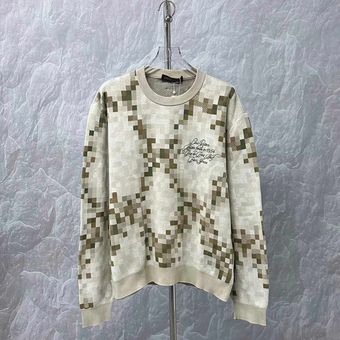 Louis Vuitton Camo Mosaic Embroidered Sweatshirt