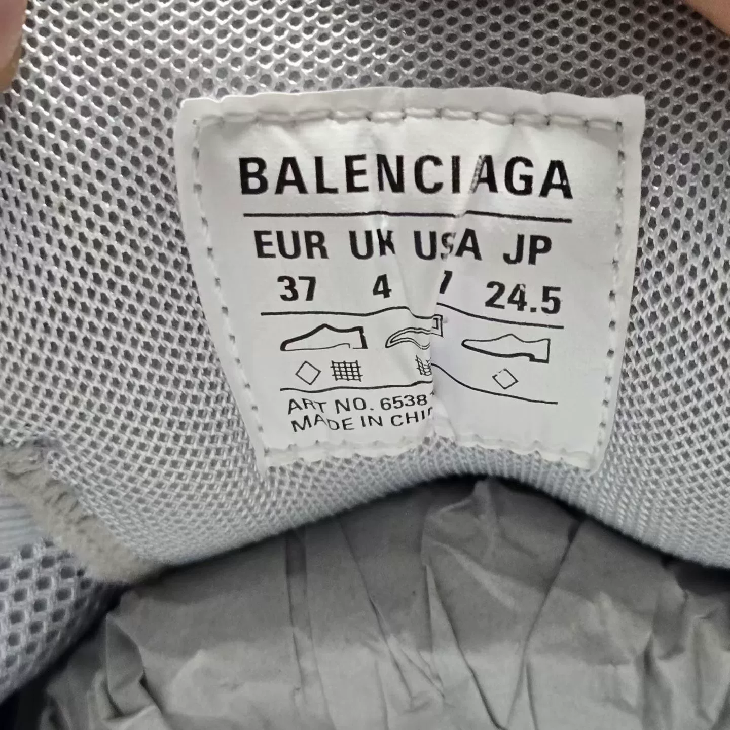 Balenciaga Track Slides with Blue Bows — label