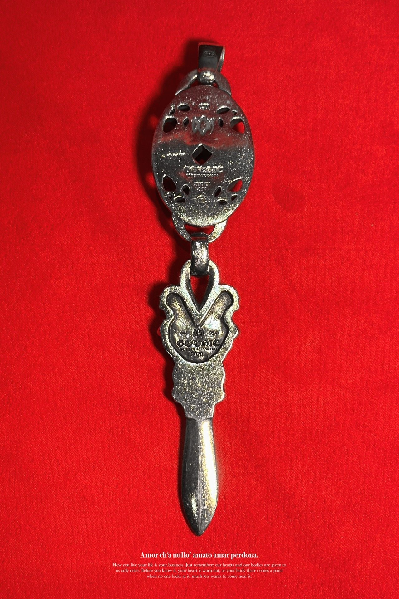 Yohji Yamamoto Gothic Silver Skeleton Pendant — label
