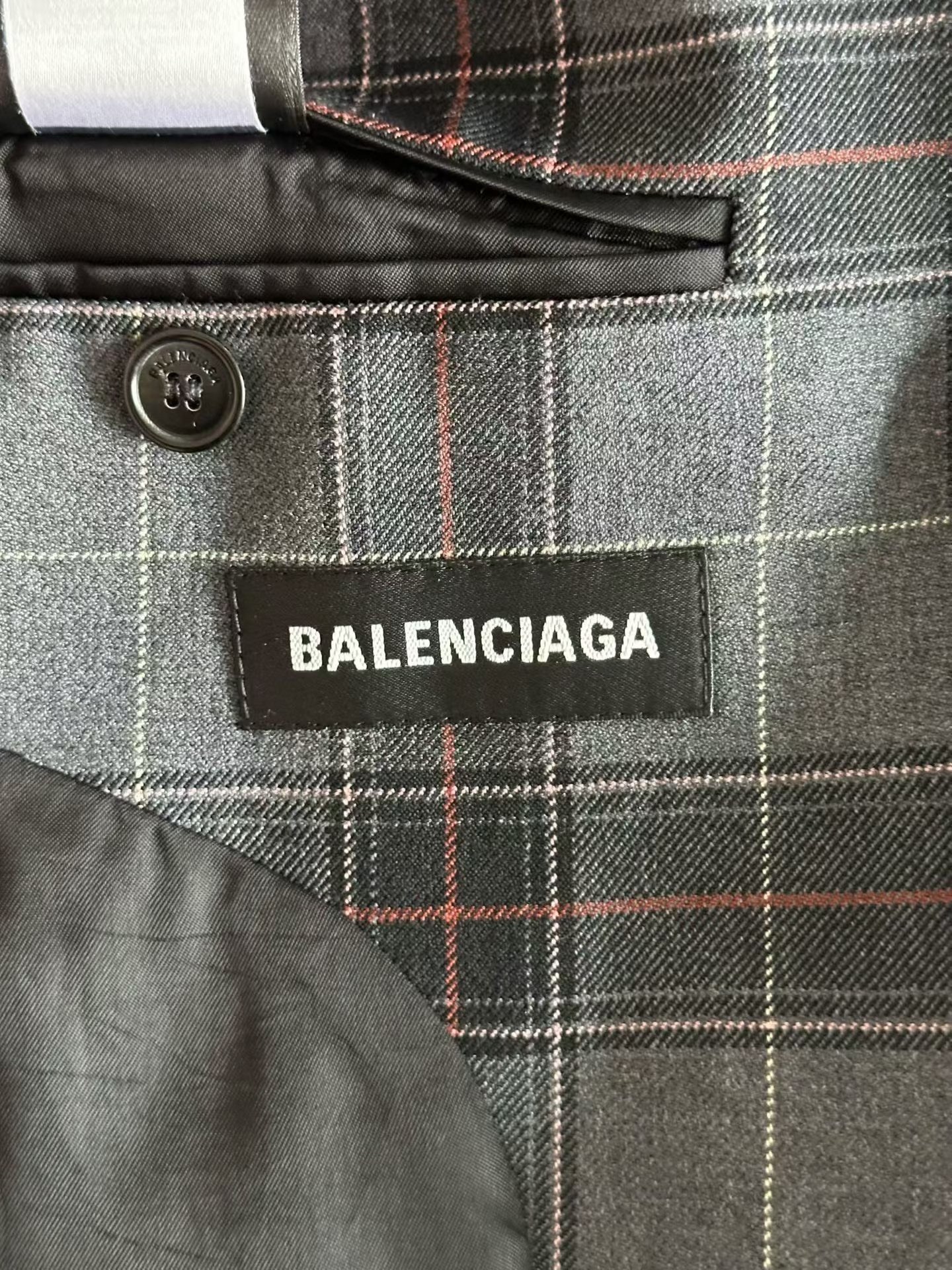 Balenciaga Checkered Sleeve Badge Blazer — back