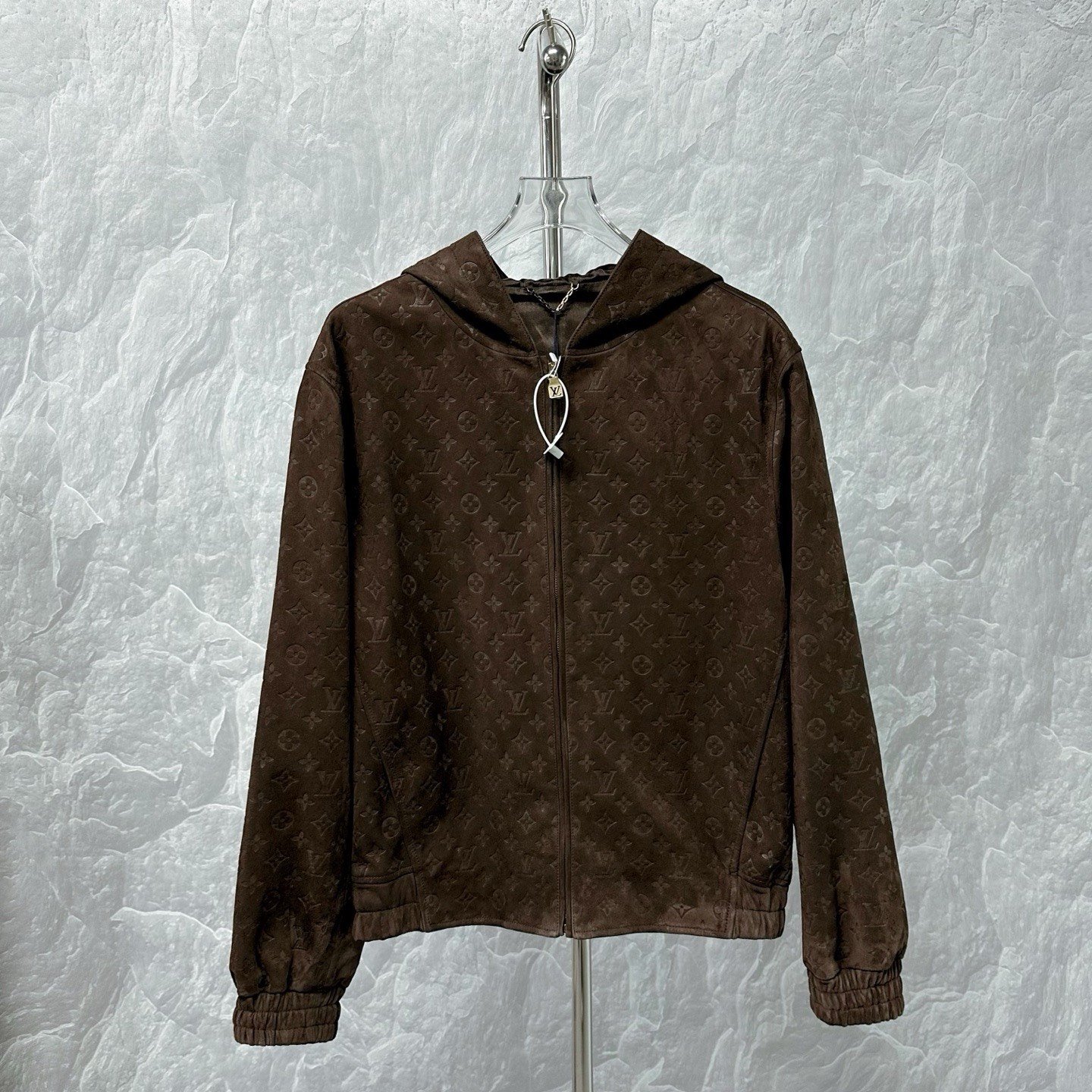 Louis Vuitton Monogram Embossed Hooded Sheepskin Jacket
