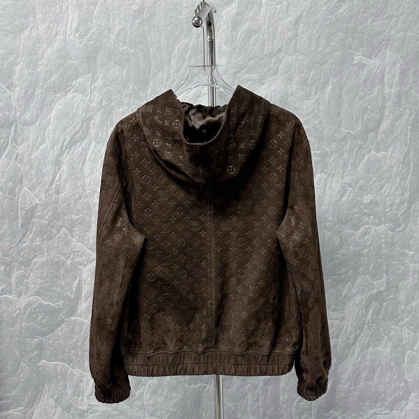 Louis Vuitton Monogram Embossed Hooded Sheepskin Jacket — back