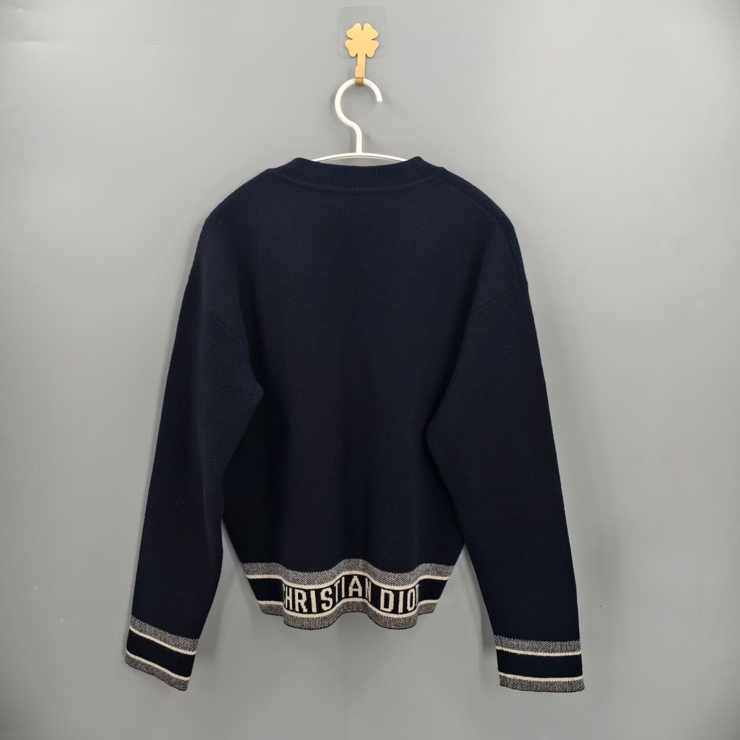 Dior Black Slogan Logo Cashmere Sweater — front