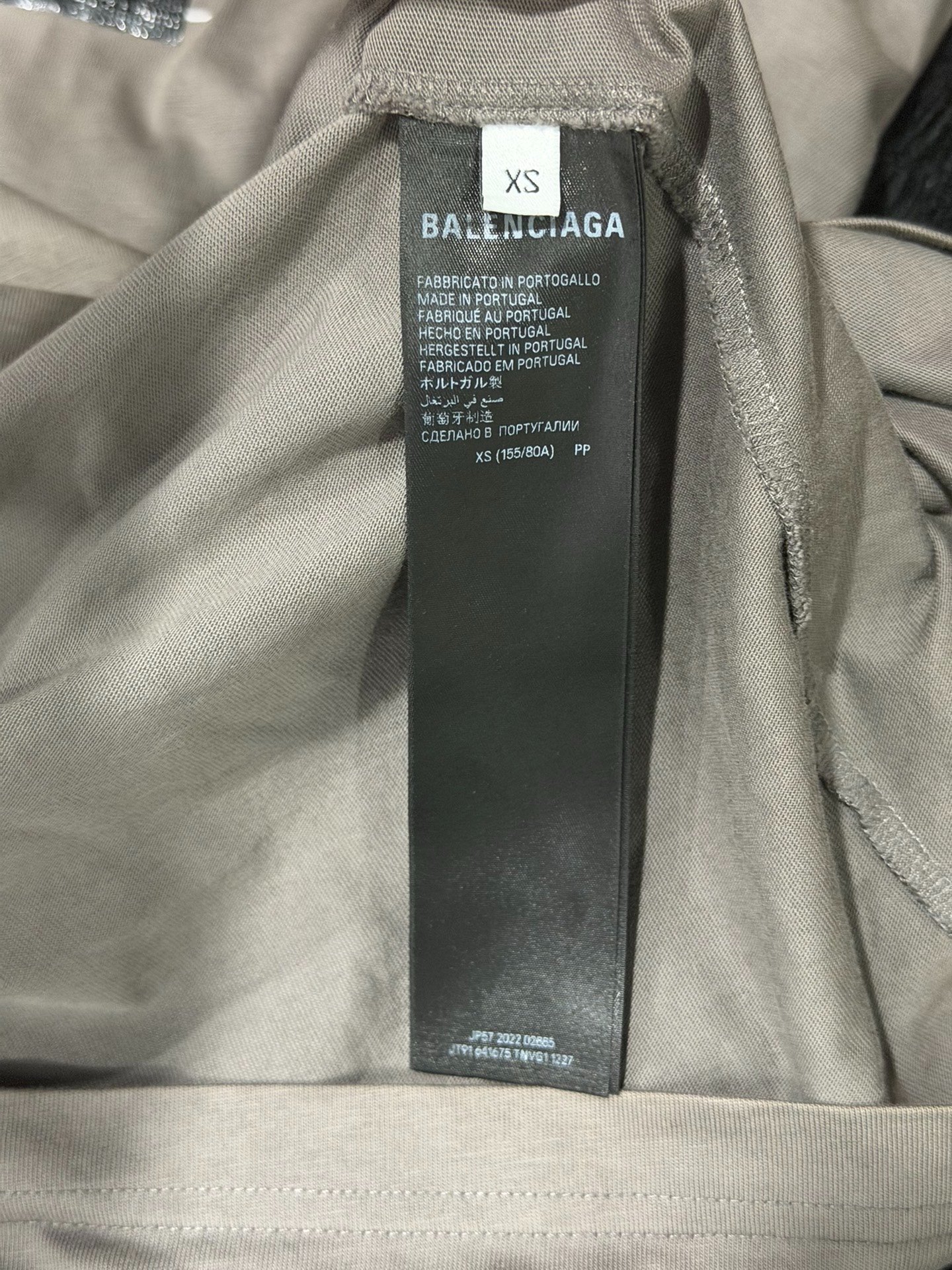 Balenciaga Gray Tape Logo Short-Sleeve T-Shirt — label