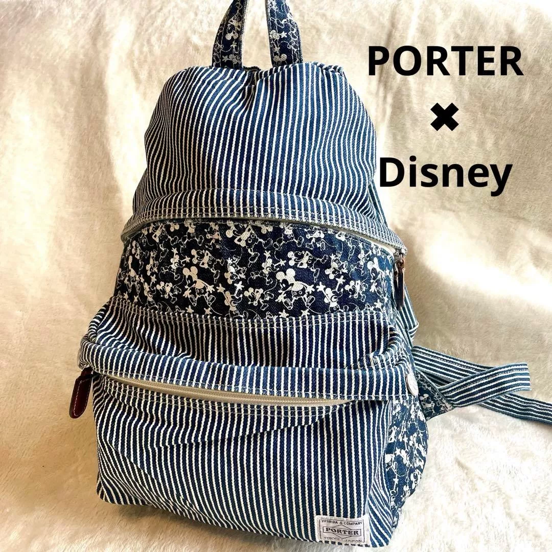 PORTER x Disney Blue Stripe Mickey Backpack