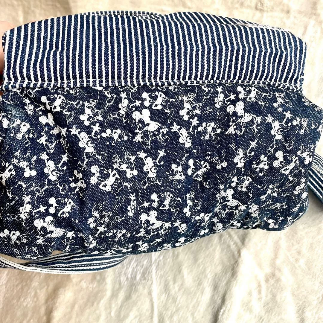 PORTER x Disney Blue Stripe Mickey Backpack — label