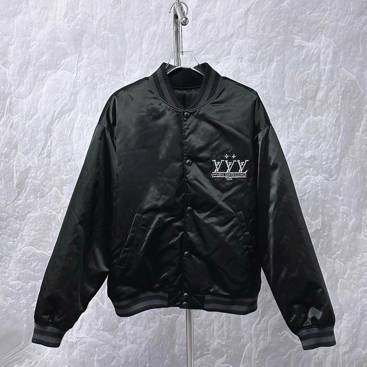 Louis Vuitton SS25 Rhinestone Logo Baseball Jacket