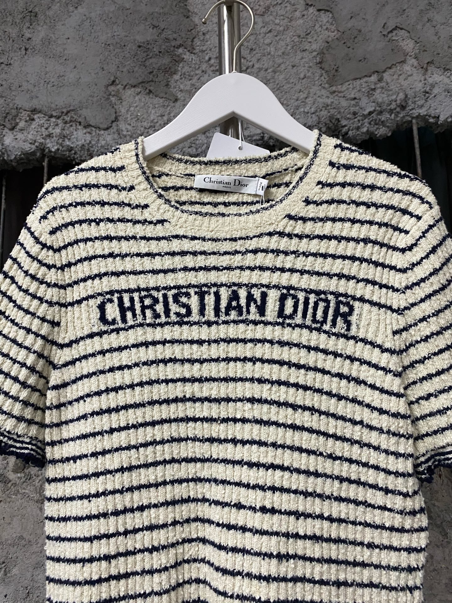 Dior Striped Knit Short Sleeve Top — detail