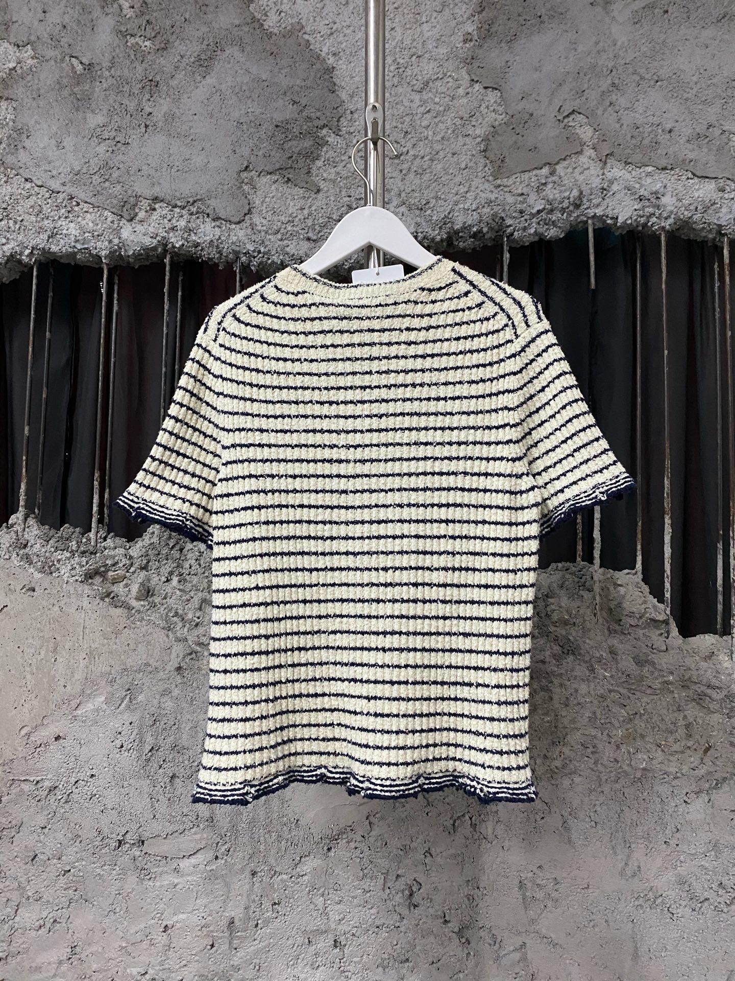 Dior Striped Knit Short Sleeve Top — front