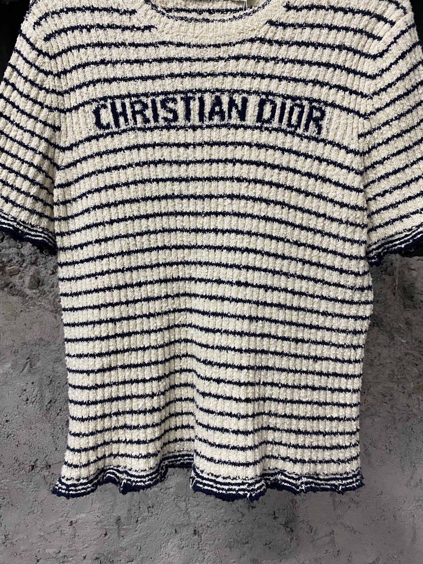 Dior Striped Knit Short Sleeve Top — back