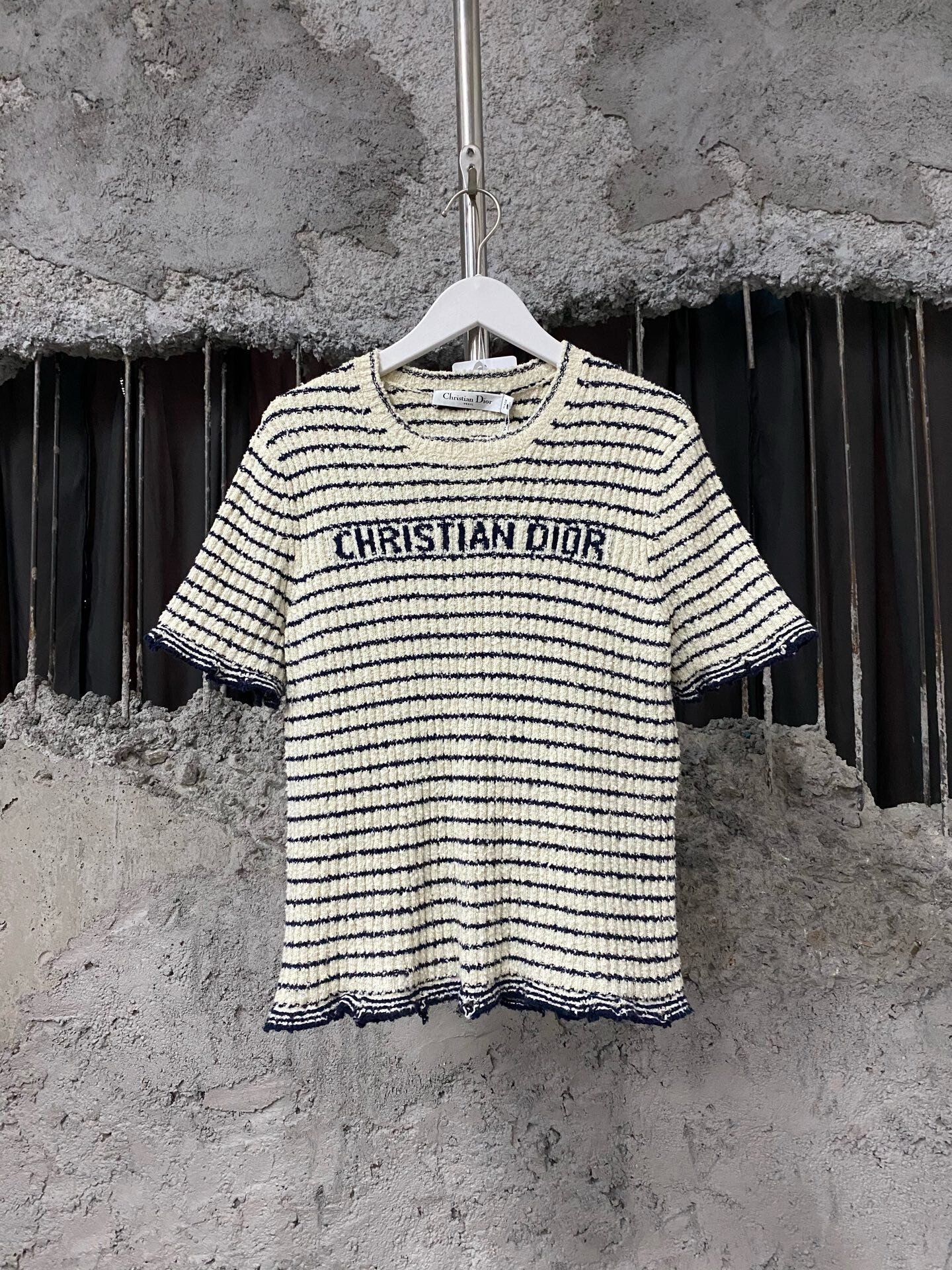 Dior Striped Knit Short Sleeve Top
