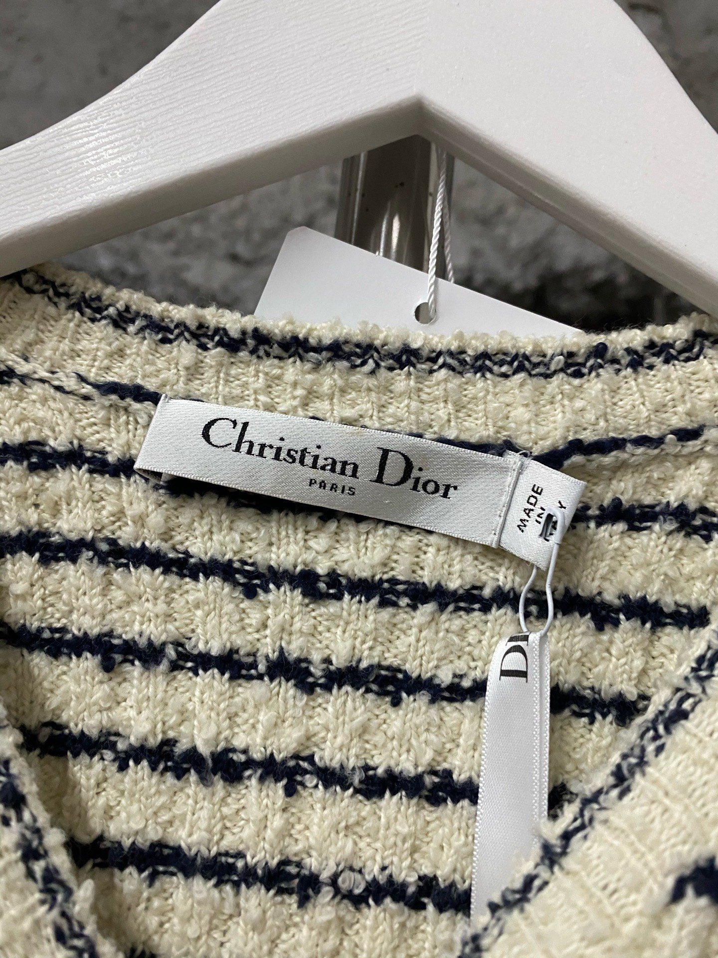 Dior Striped Knit Short Sleeve Top — label