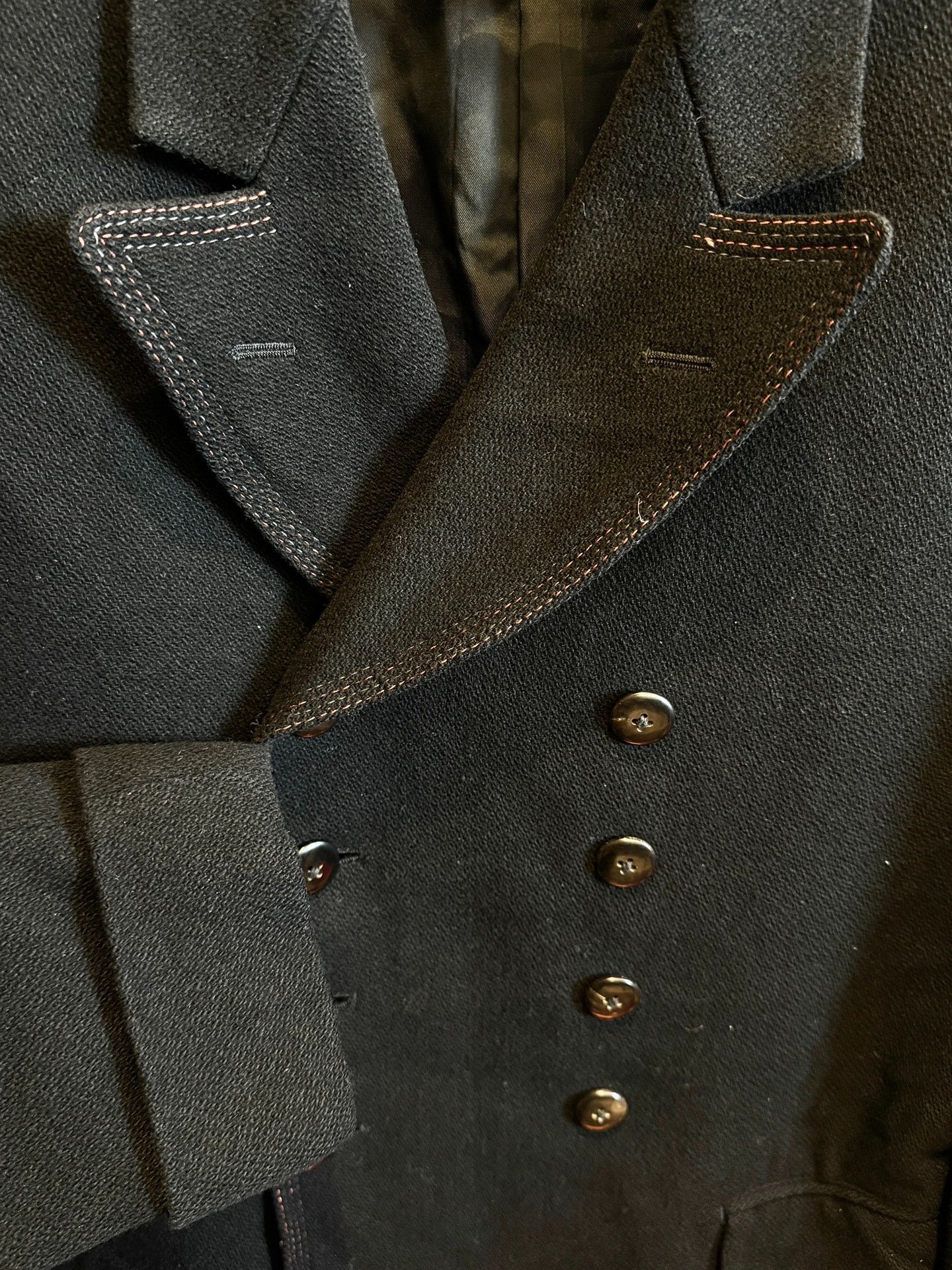 Yohji Yamamoto 88AW Double-Breasted Pea Coat — detail