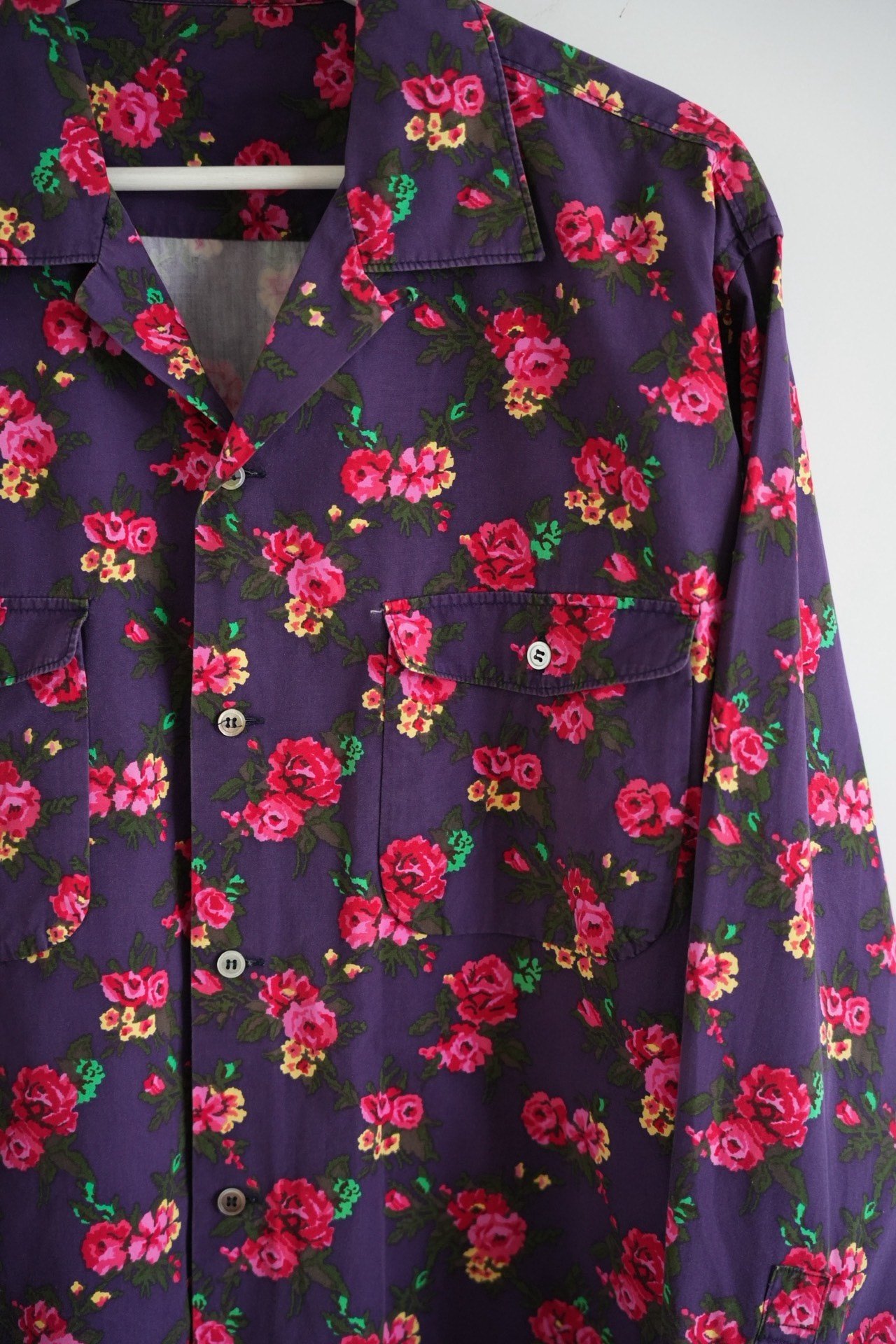 Yohji Yamamoto 90s Rose Print Shirt — label