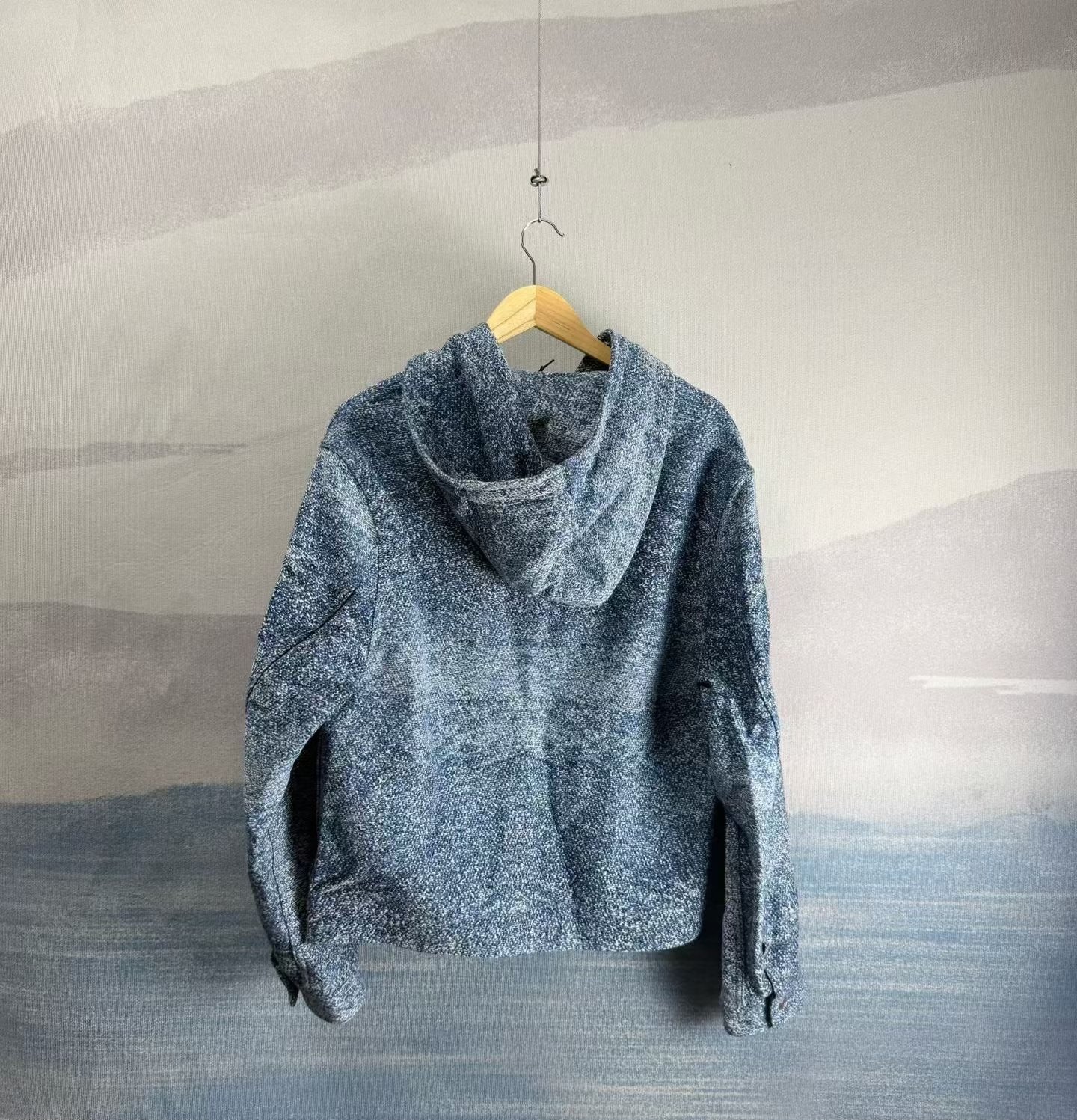 Dior Ice Blue Gradient Patch Zip Hooded Jacket — detail