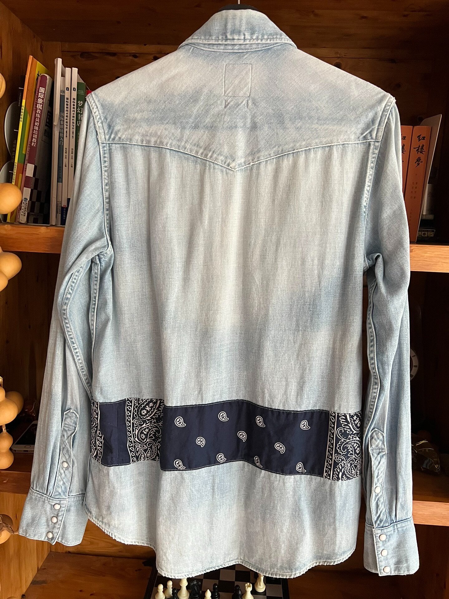 visvim 2017 Washed Distressed Paisley Denim Shirt — label
