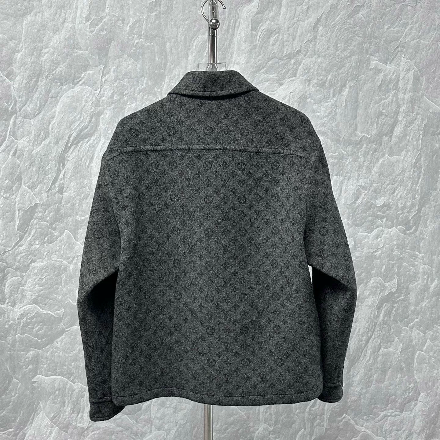 Louis Vuitton SS26 All-Over Print Wool Coat — label