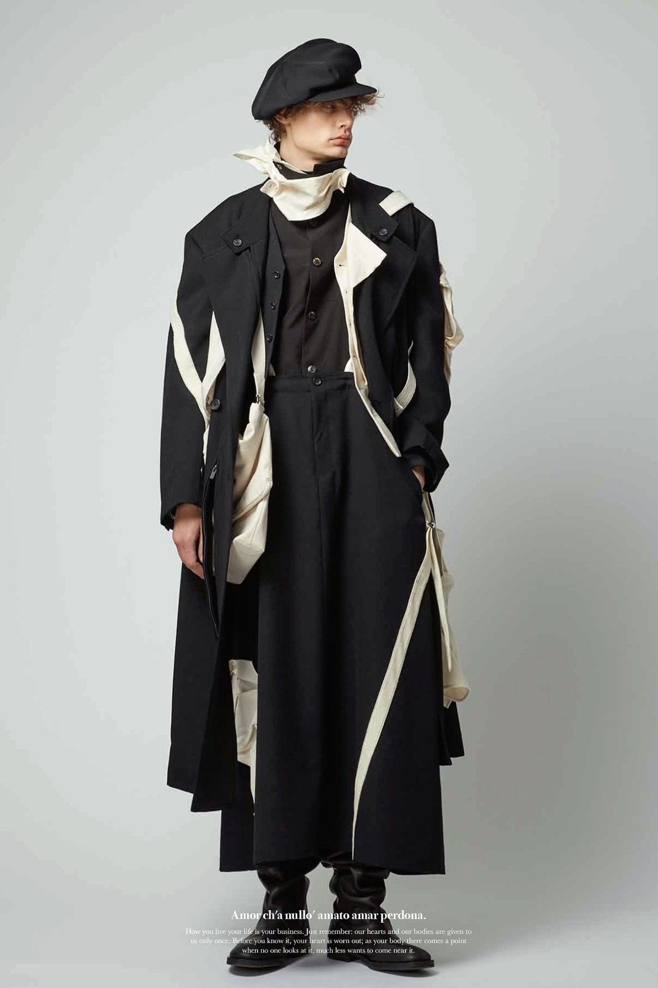 Yohji Yamamoto 23AW Black White Coat — label