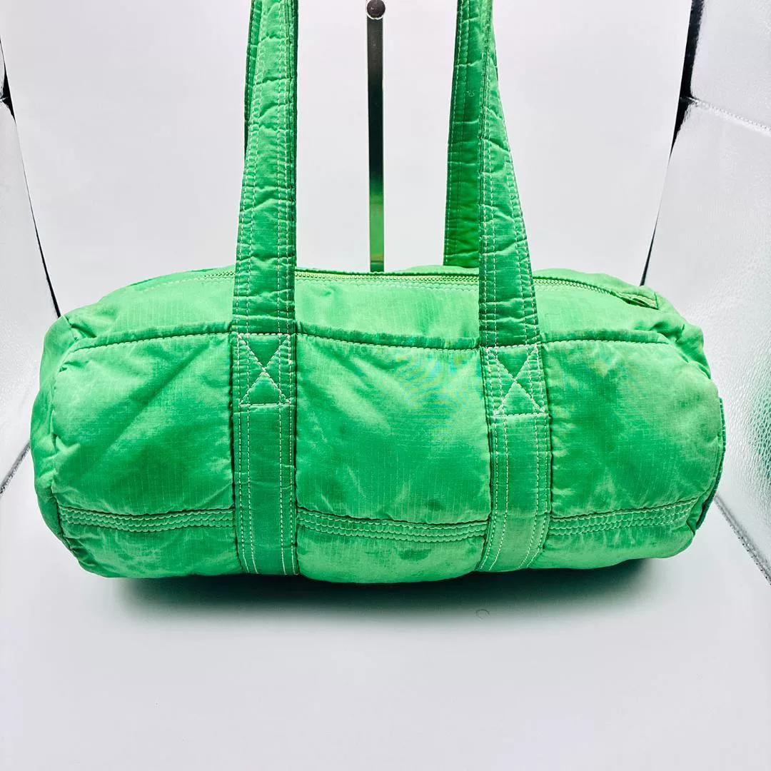 PORTER Boston Green Nylon Cylindrical Bag — front