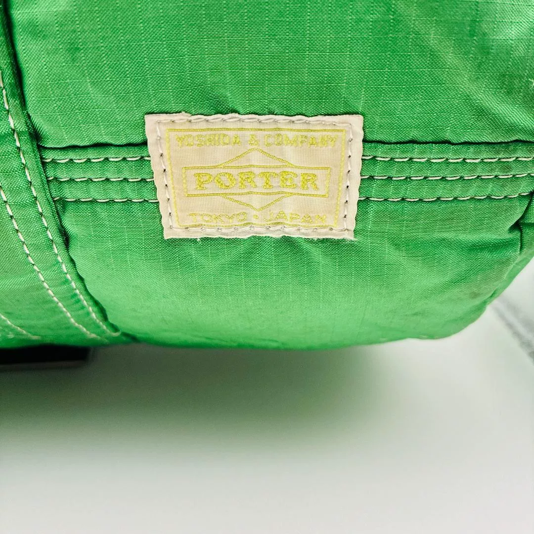 PORTER Boston Green Nylon Cylindrical Bag — detail